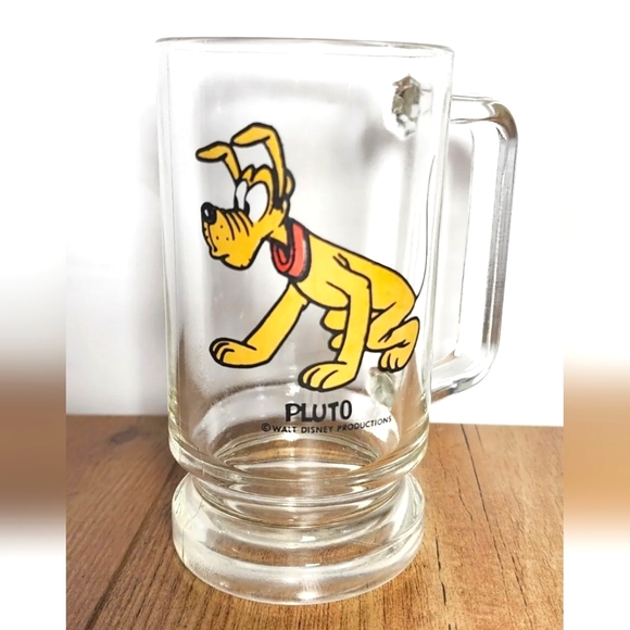 Walt Disney Other - Vintage PLUTO Dog Walt Disney Productions Glass Mug 12 Ounce w Handle EUC Mickey